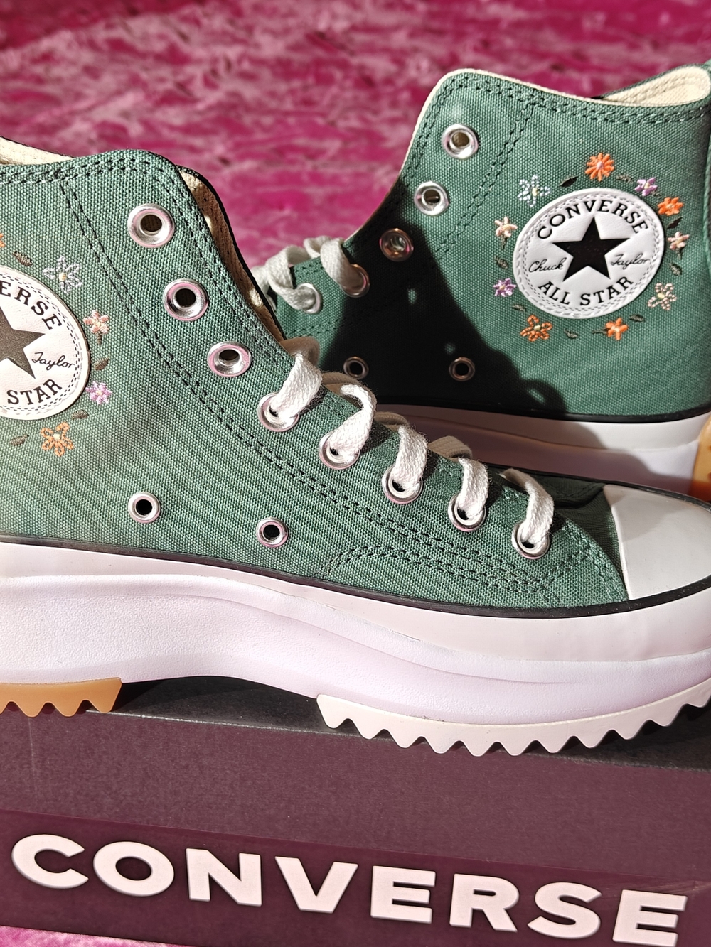 Converse Embroidered Flowers Chuck Taylor All Star Platform High Top Sneakers
